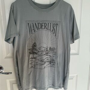 Maurices Green-Gray Short Sleeve Tee with Wanderlust Design